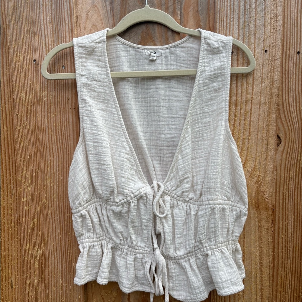 Aerie Gauzy Tie-Front Tank